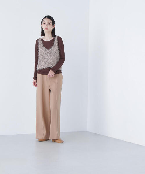 NATURAL BEAUTY BASIC(ナチュラルビューティーベーシック)の「◇シアーレイヤードフリンジベストセット(ベスト・レディース・グレー系その他/ブラウン系その他/ベージュ系その他・FREE)」の9枚目の写真