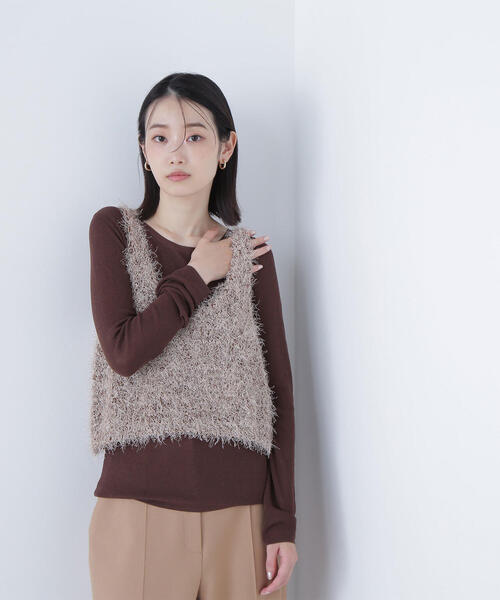 NATURAL BEAUTY BASIC(ナチュラルビューティーベーシック)の「◇シアーレイヤードフリンジベストセット(ベスト・レディース・グレー系その他/ブラウン系その他/ベージュ系その他・FREE)」の12枚目の写真
