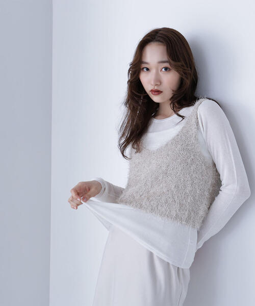 NATURAL BEAUTY BASIC(ナチュラルビューティーベーシック)の「◇シアーレイヤードフリンジベストセット(ベスト・レディース・グレー系その他/ブラウン系その他/ベージュ系その他・FREE)」の3枚目の写真
