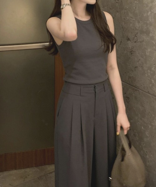 FAVORITO（ファヴォリート）の「シャツトップス+ワイドパンツセットアップ（セットアップ・レディース・ブラック/ベージュ/ホワイト/グレー/モカ・F）」の9枚目の写真