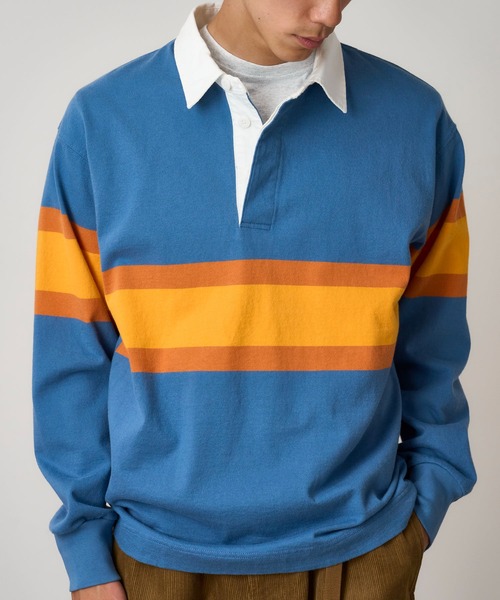 Gramicci（グラミチ）の「LANGDON RUGBY SHIRT｜ラングドンラグビーシャツ（シャツ/ブラウス・メンズ・ブルー系その他/グリーン系その他・M/L/XL/XXL/S）」の6枚目の写真