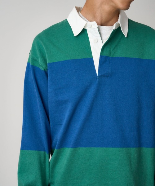 Gramicci（グラミチ）の「LANGDON RUGBY SHIRT｜ラングドンラグビーシャツ（シャツ/ブラウス・メンズ・ブルー系その他/グリーン系その他・M/L/XL/XXL/S）」の5枚目の写真