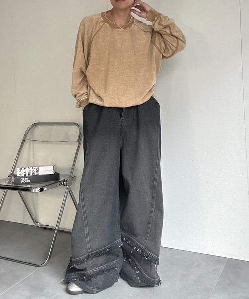 CREARE -LINO-(クレアーレリノ)の「〈ユニセックス商品〉ピグメントスウェットプルオーバー(スウェット・メンズ・ブラウン/ブラック/杢グレー・M/L/XL)」の6枚目の写真