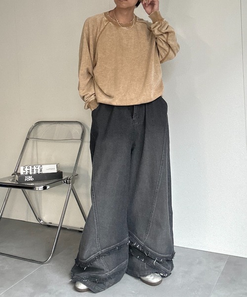 CREARE -LINO-(クレアーレリノ)の「〈ユニセックス商品〉ピグメントスウェットプルオーバー(スウェット・メンズ・ブラウン/ブラック/杢グレー・M/L/XL)」の21枚目の写真