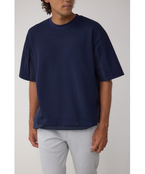 AZUL by moussy（アズールバイマウジー）の「布帛ドッキングトップス（Tシャツ/カットソー・メンズ・ブラック/ホワイト/ネイビー・MEDIUM/LARGE）」の3枚目の写真