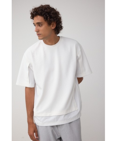 AZUL by moussy（アズールバイマウジー）の「布帛ドッキングトップス（Tシャツ/カットソー・メンズ・ブラック/ホワイト/ネイビー・MEDIUM/LARGE）」の5枚目の写真