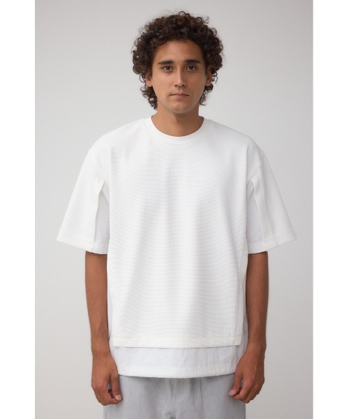 AZUL by moussy（アズールバイマウジー）の「布帛ドッキングトップス（Tシャツ/カットソー・メンズ・ブラック/ホワイト/ネイビー・MEDIUM/LARGE）」の7枚目の写真