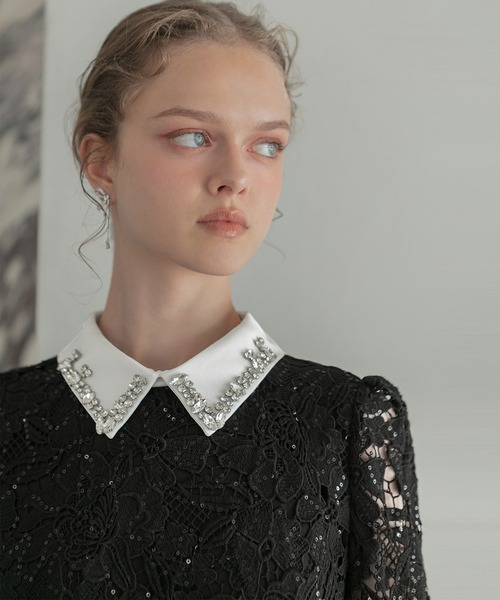 セール】【LEJA】ビジューカラーフラワーフリルマーメイドワンピース