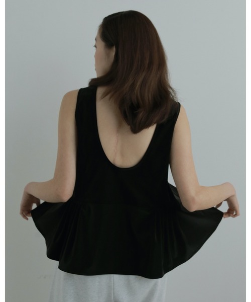 etsu　anuke アンヌーク Sheer Peplum Tops ànuke - Sheer Peplum Tops / シアーペプラムトップス (ブラック