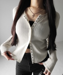 【 3color 】スナップボタンリブニットスリムカーディガン / snap button rib knit slim cardigan