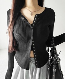 me+em select（ミームセレクト）の「【 ３color 】スナップボタンリブニットスリムカーディガン ／ snap button rib knit slim cardigan（カーディガン/ボレロ）」