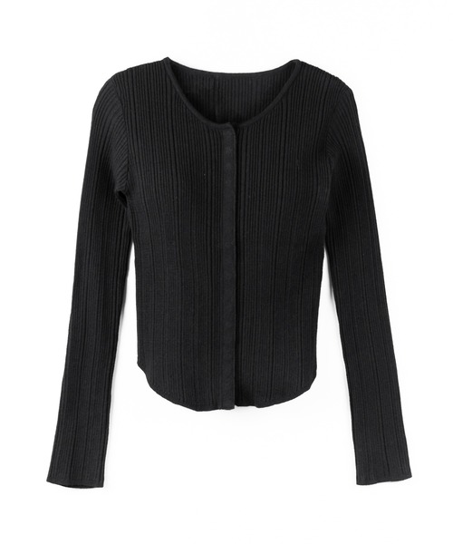 me+em select（ミームセレクト）の「【 ３color 】スナップボタンリブニットスリムカーディガン ／ snap button rib knit slim cardigan　※※（カーディガン/ボレロ・レディース・ブラック/アイボリー/グレー・FREE）」の17枚目の写真