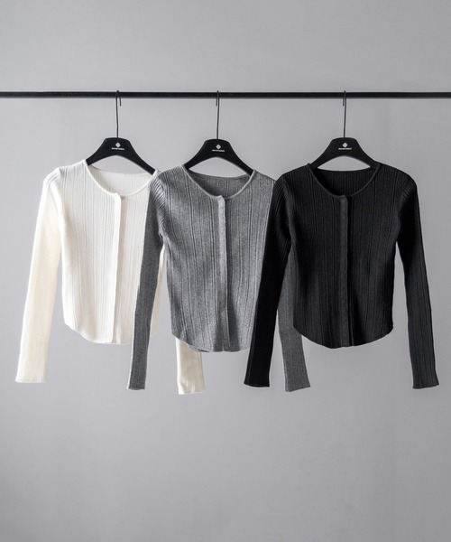 me+em select（ミームセレクト）の「【 ３color 】スナップボタンリブニットスリムカーディガン ／ snap button rib knit slim cardigan　※※（カーディガン/ボレロ・レディース・ブラック/アイボリー/グレー・FREE）」の21枚目の写真