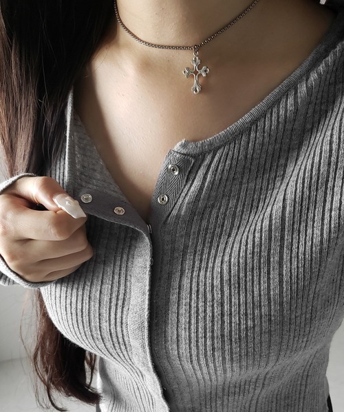 me+em select（ミームセレクト）の「【 ３color 】スナップボタンリブニットスリムカーディガン ／ snap button rib knit slim cardigan　※※（カーディガン/ボレロ・レディース・ブラック/アイボリー/グレー・FREE）」の22枚目の写真