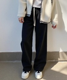 裏フリースリブストレートパンツ