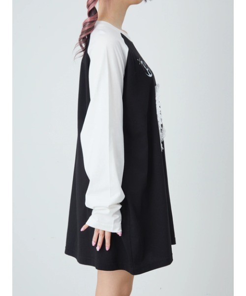 Jamie エーエヌケー（ジェイミーエーエヌケー）の「エンジェル合皮ハートロンTE（Tシャツ/カットソー・レディース・ブラック/ホワイト・M）」の5枚目の写真