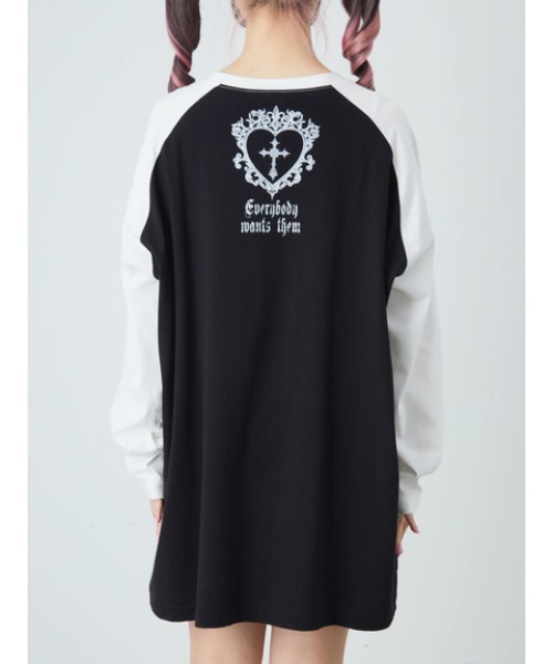 Jamie エーエヌケー（ジェイミーエーエヌケー）の「エンジェル合皮ハートロンTE（Tシャツ/カットソー・レディース・ブラック/ホワイト・M）」の6枚目の写真