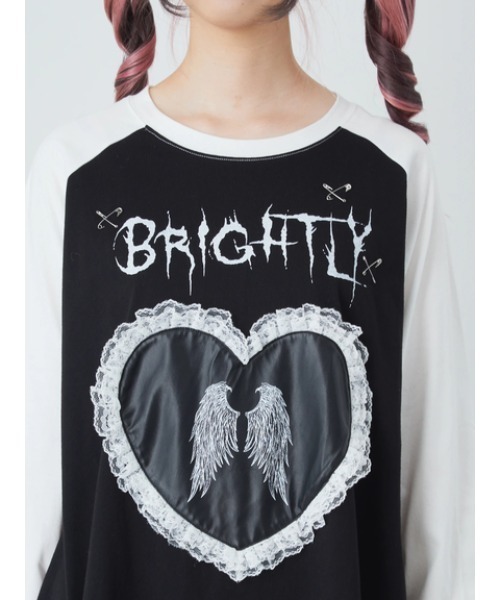 Jamie エーエヌケー（ジェイミーエーエヌケー）の「エンジェル合皮ハートロンTE（Tシャツ/カットソー・レディース・ブラック/ホワイト・M）」の7枚目の写真