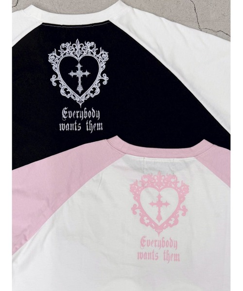 Jamie エーエヌケー(ジェイミーエーエヌケー)の「エンジェル合皮ハートロンTE(Tシャツ/カットソー・レディース・ブラック/ホワイト・M)」の4枚目の写真