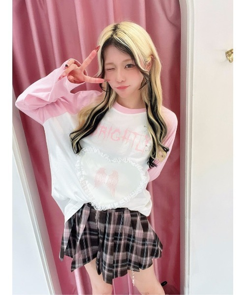 Jamie エーエヌケー（ジェイミーエーエヌケー）の「エンジェル合皮ハートロンTE（Tシャツ/カットソー・レディース・ブラック/ホワイト・M）」の14枚目の写真