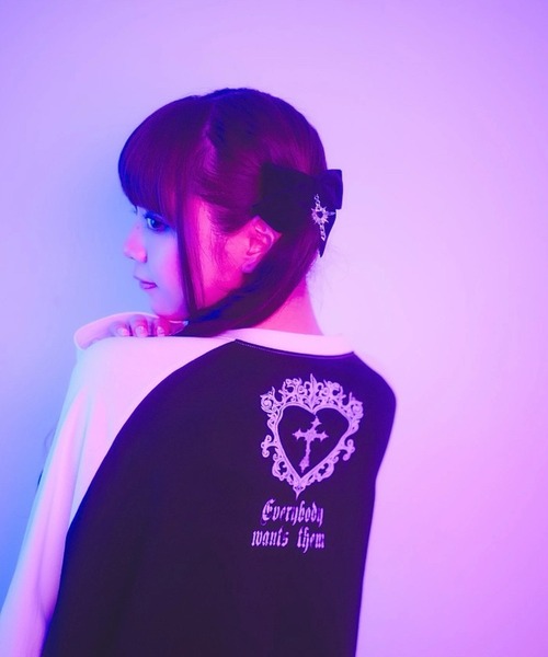 Jamie エーエヌケー(ジェイミーエーエヌケー)の「エンジェル合皮ハートロンTE(Tシャツ/カットソー・レディース・ブラック/ホワイト・M)」の9枚目の写真