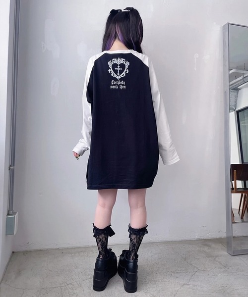 Jamie エーエヌケー(ジェイミーエーエヌケー)の「エンジェル合皮ハートロンTE(Tシャツ/カットソー・レディース・ブラック/ホワイト・M)」の12枚目の写真