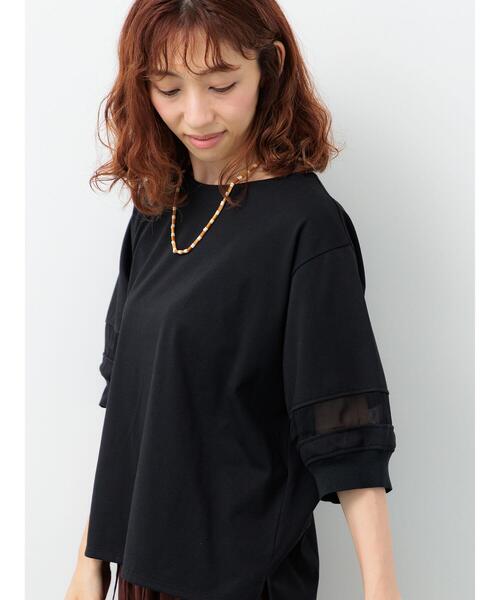 Lugnoncure（ルノンキュール）の「袖シアー切り替えトップス（その他トップス・レディース・ブラック/グレー/オフホワイト・F）」の2枚目の写真