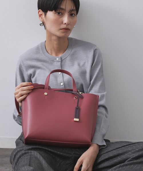 セール】【2WAY/名品】バイカラー3層ミドルトートバッグ（トートバッグ