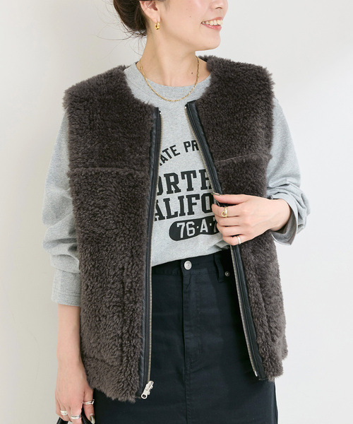 ムートンライクリバーシブルベスト（その他アウター）｜B.C STOCK
