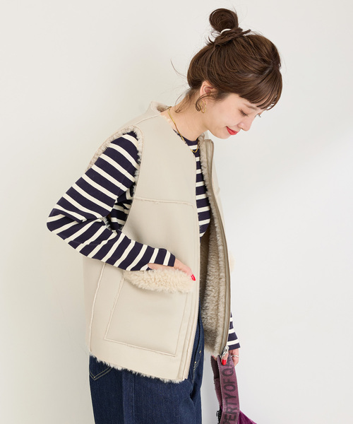 ムートンライクリバーシブルベスト（その他アウター）｜B.C STOCK