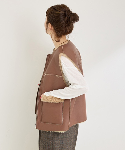 ムートンライクリバーシブルベスト（その他アウター）｜B.C STOCK