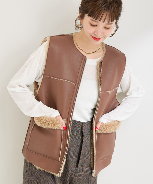 ムートンライクリバーシブルベスト（その他アウター）｜B.C STOCK