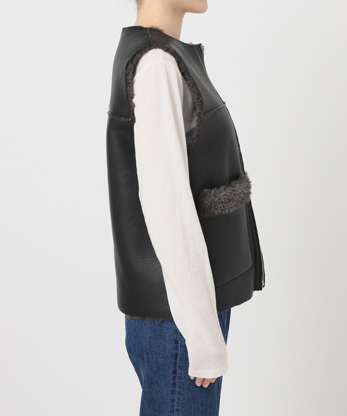 ✦極美品✦ Burn Breeze 高級ムートン ベスト アンティーク レザー ムートンライクリバーシブルベスト（その他アウター）｜B.C STOCK