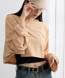 【トレンドのクロップドワイドシルエットなロンT】クロップド ワイド スリーブ ロンT / Cropped Wide Sleeves Long T- shirt / aslt