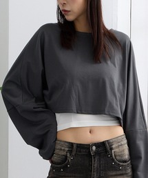 ADDITION STORE | 【トレンドのクロップドワイドシルエットなロンT】クロップド ワイド スリーブ ロンT / Cropped Wide Sleeves Long T- shirt(Tシャツ/カットソー)