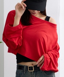 【トレンドのクロップドワイドシルエットなロンT】クロップド ワイド スリーブ ロンT / Cropped Wide Sleeves Long T- shirt / aslt