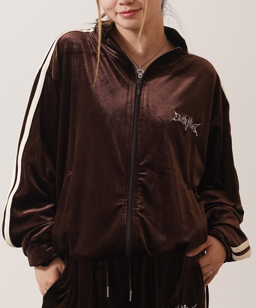 セットアップ 対応】サイドライン ベロア トラックジャケット / Side