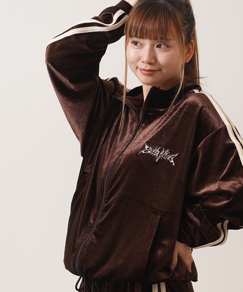 セットアップ 対応】サイドライン ベロア トラックジャケット / Side