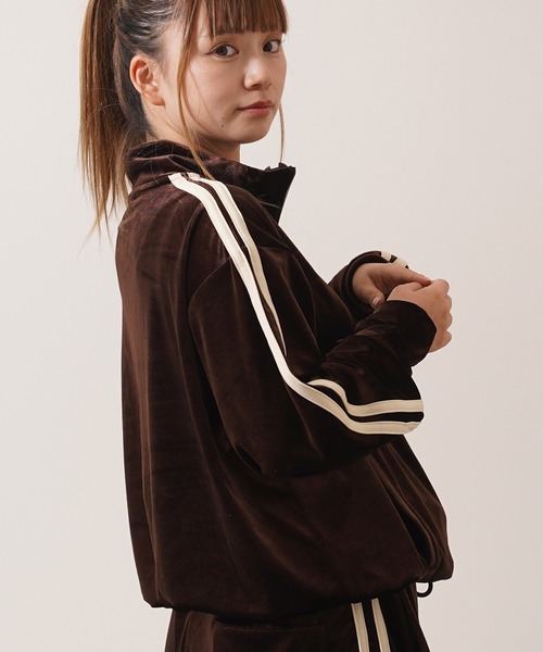 セットアップ 対応】サイドライン ベロア トラックジャケット / Side