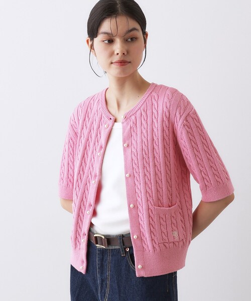 Dessin(デッサン)の「ケーブルカーディガン(カーディガン/ボレロ・レディース・ネイビー/グレー/ピンク系・01/02)」の4枚目の写真