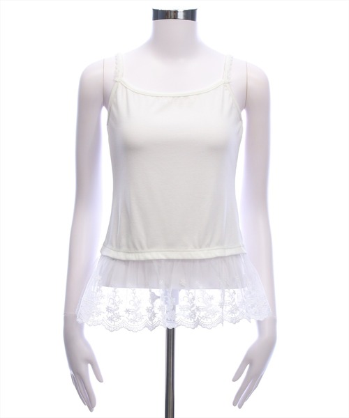 clear（クリア）の「サイドシャーリングワンショルカットソー＆レースキャミセット［韓国ファッション ガーリー］（Tシャツ/カットソー・レディース・ブラック/杢グレー/アイボリー/グリーン/ブラウン・F）」の18枚目の写真