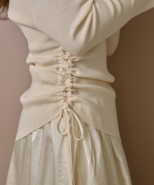 LAULEN(ローレン)の「asymmetry side gather lib knit /アシンメトリーサイドギャザーリブニットトップス(ニット/セーター・レディース・ブラック/ブラウン/アイボリー・FREE)」の16枚目の写真