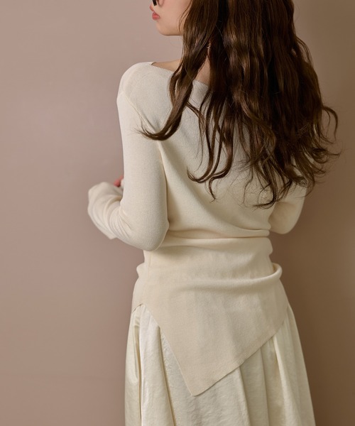 LAULEN(ローレン)の「asymmetry side gather lib knit /アシンメトリーサイドギャザーリブニットトップス(ニット/セーター・レディース・ブラック/ブラウン/アイボリー・FREE)」の18枚目の写真