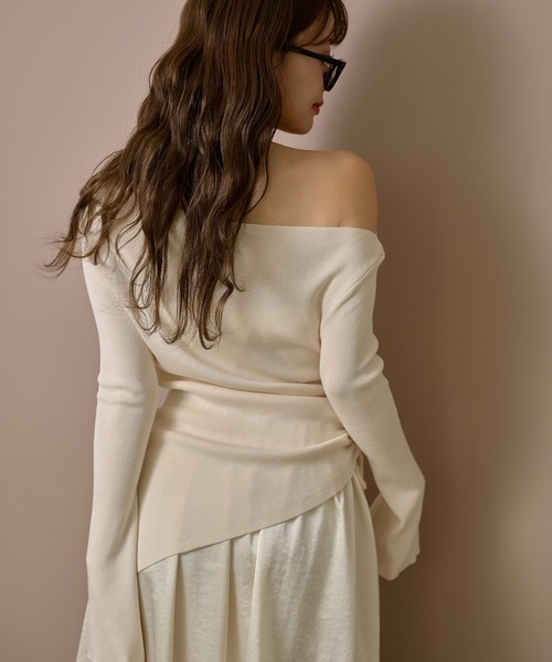 LAULEN(ローレン)の「asymmetry side gather lib knit /アシンメトリーサイドギャザーリブニットトップス(ニット/セーター・レディース・ブラック/ブラウン/アイボリー・FREE)」の19枚目の写真