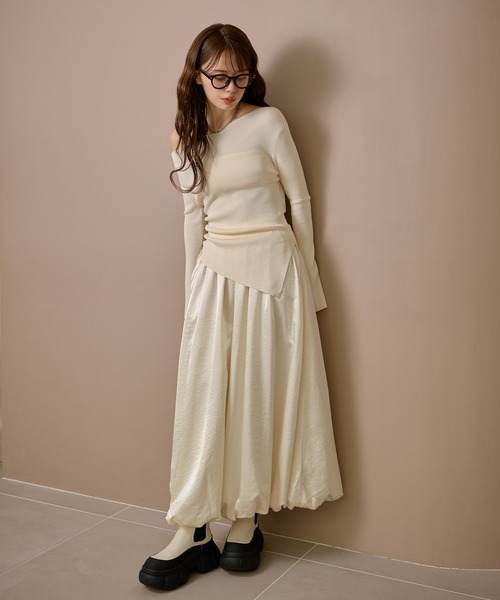 LAULEN(ローレン)の「asymmetry side gather lib knit /アシンメトリーサイドギャザーリブニットトップス(ニット/セーター・レディース・ブラック/ブラウン/アイボリー・FREE)」の20枚目の写真