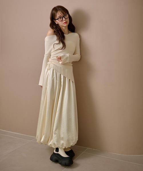 LAULEN(ローレン)の「asymmetry side gather lib knit /アシンメトリーサイドギャザーリブニットトップス(ニット/セーター・レディース・ブラック/ブラウン/アイボリー・FREE)」の21枚目の写真