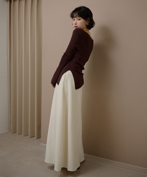 LAULEN(ローレン)の「asymmetry side gather lib knit /アシンメトリーサイドギャザーリブニットトップス(ニット/セーター・レディース・ブラック/ブラウン/アイボリー・FREE)」の13枚目の写真
