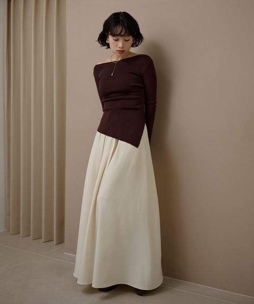 LAULEN(ローレン)の「asymmetry side gather lib knit /アシンメトリーサイドギャザーリブニットトップス(ニット/セーター・レディース・ブラック/ブラウン/アイボリー・FREE)」の12枚目の写真