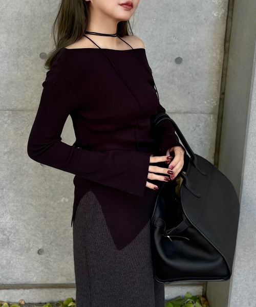 LAULEN(ローレン)の「asymmetry side gather lib knit /アシンメトリーサイドギャザーリブニットトップス(ニット/セーター・レディース・ブラック/ブラウン/アイボリー・FREE)」の22枚目の写真