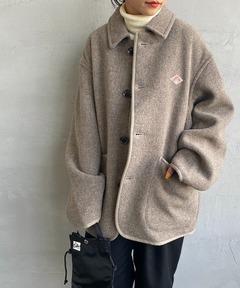 DANTON ノーカラーウールコート セール】【DANTON/ダントン】WOOL LIGHT PILE ノーカラーロング